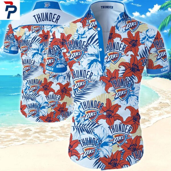 Oklahoma City Thunder Tropical Hibiscus Hawaiian Shirt – NBA Fan Aloha Style
