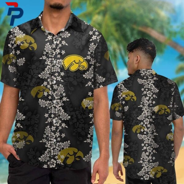 Iowa Hawkeyes Short Sleeve Button Up Tropical Hawaiian Shirt VER017